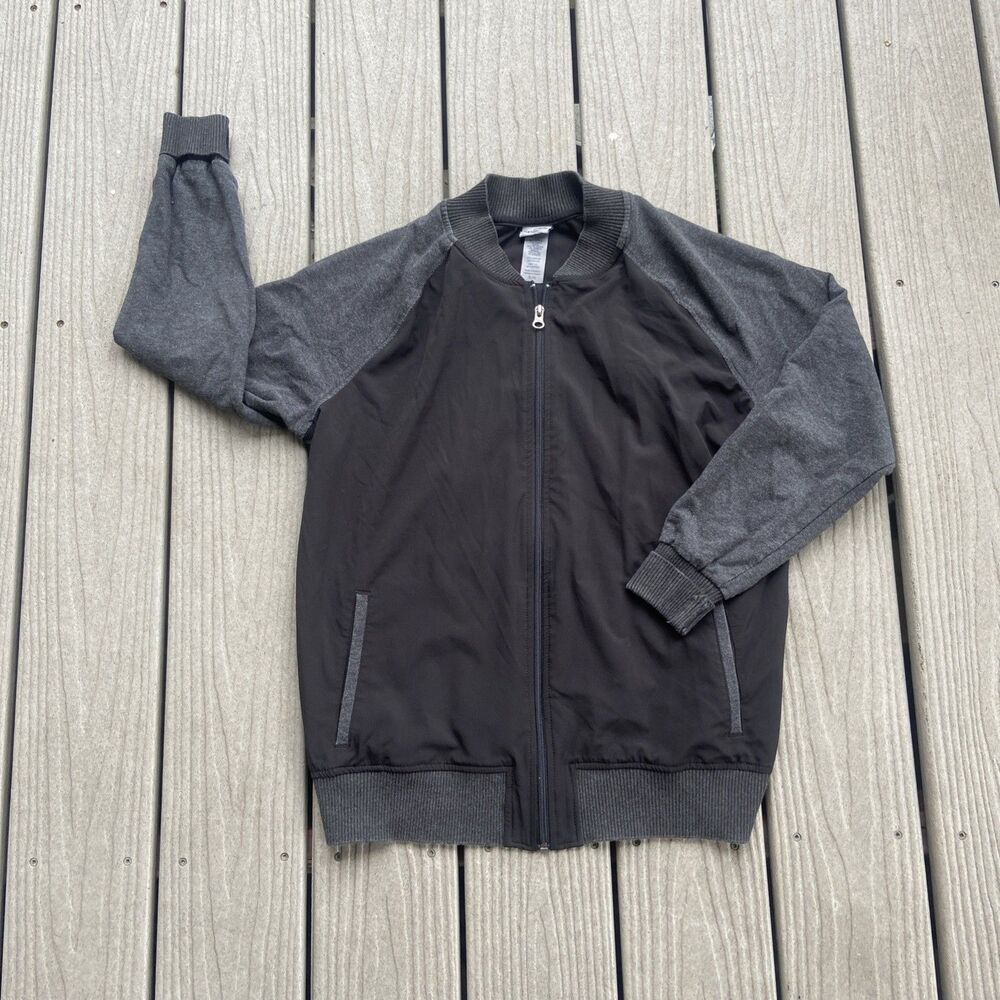 C9 by Champion Womens XL Black Gray Bomber Jacket Full Zip Mixed Media
